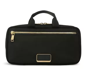 NEW TUMI Voyageur MADELINE SMALL Zippered Cosmetic Toiletry Bag - BLACK w/ GOLD - Picture 1 of 5