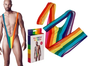 Rainbow Mankini Jockstrap V Shape Suspender Bodysuit Thong Gay Pride Underwear - Picture 1 of 3