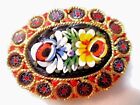 Beautiful Glass Tile Micromosaic Flower Floral Micro Mosaic Pin Brooch Cane