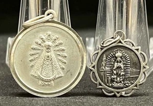 Unsere Liebe Frau von Guadalupe & Unsere Liebe Frau von Lujan Silber antike katholische Medaillen Schönheit! - Bild 1 von 10