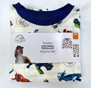 New Jurassic World 4T Toddler Boys Dinosaur 2pc Pajama PJ Set Long Sleeve Pants - Picture 1 of 3