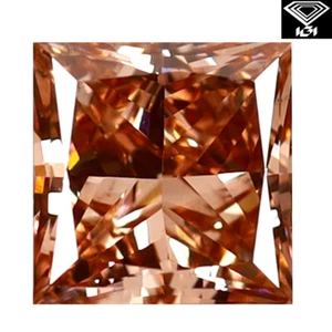 IGI Certified Fancy Brownish Pink CVD Diamond 1.08 ct Princess (6 x 6 mm) VS2 - Picture 1 of 3