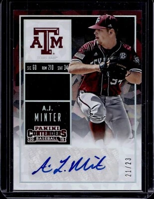 2015 Panini Contenders A.J. Minter #50 Cracked Ice Autograph /23 Texas A&M - Image 1 of 2