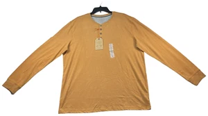 Weatherproof Henley Shirt Mens size XXL Camel Brown Long Sleeve Casual New - Picture 1 of 8