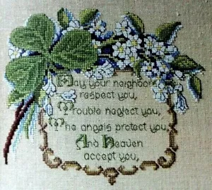 Cross Stitch Pattern ST PATRICKS DAY Irish Blessing Shamrocks Flowers Verse - Picture 1 of 6