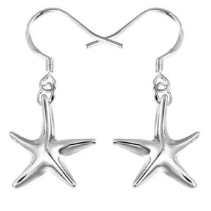 Starfish Dangle Earrings 925 Silver Plated Hook Back Drop Jewelry for Women - Picture 1 of 5