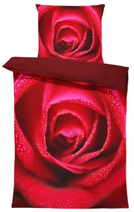 4 teilig Rosen Bettwäsche 135x200 cm Rose amour rot bordeaux Wende Mikrofaser - Bild 1 von 6