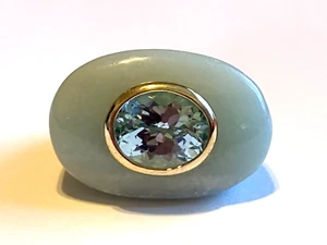 ANILLO RAREZAS BY CAROL BRODIE TOPACIO AZUL PIEDRAS PRECIOSAS PLATA ESTERLINA TONO ORO 6 MG - Imagen 1 de 5