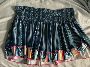 Lucky in Love Blue print wide Smocked Waist Tennis / pickleballSkirt Skort Sz XL - Picture 1 of 9