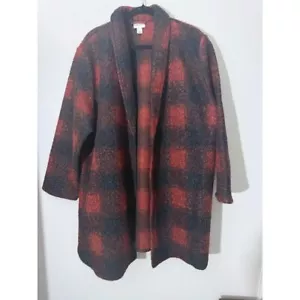 Ava & Viv Buffalo Plaid Open Front Cardigan Coat Cozy Oversized Winterjacke XL - Bild 1 von 5