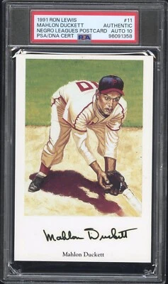 MAHLON DUCKETT AUTO GRADE 10 PSA/DNA NEGRO LEAGUES 1994 RON LEWIS #11 - Image 1 of 2