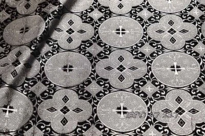 Brocado padrão cruzado jacquard metálico grego para vestes litúrgicas clericais - Imagem 1 de 4
