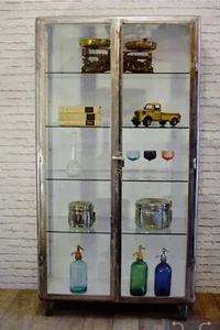 Vintage Polished Metal Finish Medical Cabinet - Picture 1 of 3