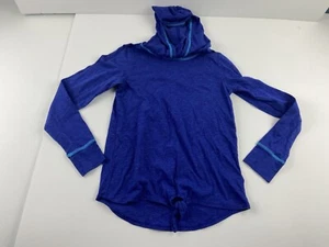 Girls Long Sleeve T-Shirt Cat & Jack Blue Large Hooded Pocket - Picture 1 of 4