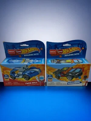 Hot Wheels Building Set Bundle Twin Mill & Amazoom Mattel GVM31   GYG36 MEGA Lot - Image 1 of 4