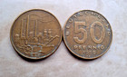 DDR 2 Münzen 50 Pfennig 1950 A, Fabrik, Pflug