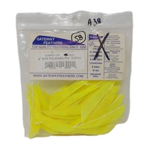 58 Count Gateway Arrow Feathers 3" Right Wing: Parabolic Fluorescent Flo Yellow - Picture 1 of 2