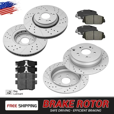 Front Rear Drilled Slotted Brake Rotors And Ceramic Pads for 2014-2018 Acura RDX Foto 1 de 4
