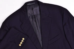 Vtg Polo Ralph Lauren Extrafine Wool Navy Gold Buttons Blazer Jacket 44 L Italy - Picture 1 of 14