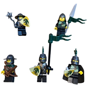 LEGO Castle Dragon Knights Minifigures Lot x5 – Green Shield, Medieval Army - Picture 1 of 6