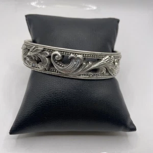 Brighton Silver Tone w/ Clear Gemstone Round Bangle Bracelet (45.26g) - Picture 1 of 9