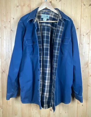 LL Bean Flannel Plaid Lined Barn Chore Shirt Jacket Shacket Light Canvas Size L - Image 1 of 4