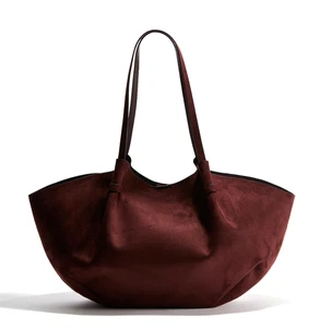 H&M Shopper Burgundy 1310019001 Large Capacity Long Double Handles Lined - Picture 1 of 4