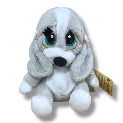 Vintage Sad Sam Honey Plush Puppy Dog Keychain Zipper Pouch Gray Girl - Image 1 of 4