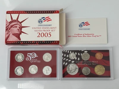 2005 US Mint Silver Proof Set 11 Coin COA - Image 1 of 3