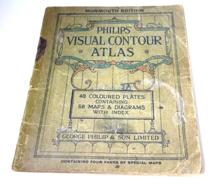 Philips 1931 Monmouth Edition School Book World Atlas Visual Contour Map - Picture 1 of 8