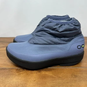 Oofos Oomg Booties Women's 9 Blue Black Comfort Quilted Recovery Boots Pull On - Picture 1 of 21