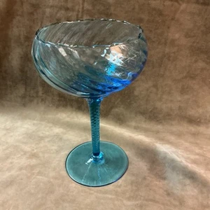 Vintage 60er Italien Türkis Blau Kunstglas Wirbelmuster Kompott/Bonboniere - Bild 1 von 5