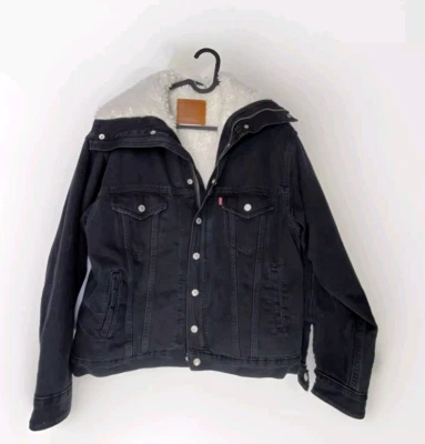 Chaqueta Levis Premium DAD Sherpa Parka Negra Gran Tamaño SM Pesada Cálida Acogedora Mujer Foto 1 de 4