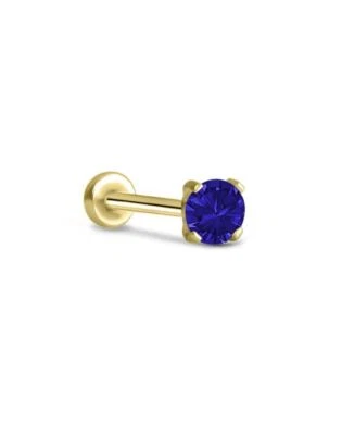 Anillo de nariz Labret sin rosca Monroe pasador de empuje oro amarillo acero punta de 3 mm circonita cúbica Foto 1 de 2