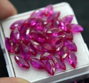 Lote de piedras preciosas corte marquesa rubí birmano calibrado natural certificado 4x2 mm - Imagen 1 de 8
