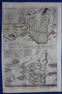 Original antique map SICILY, SYRACUSE BESIEGED BY THE ATHENIANS, Blundell, 1747 - Picture 1 of 3