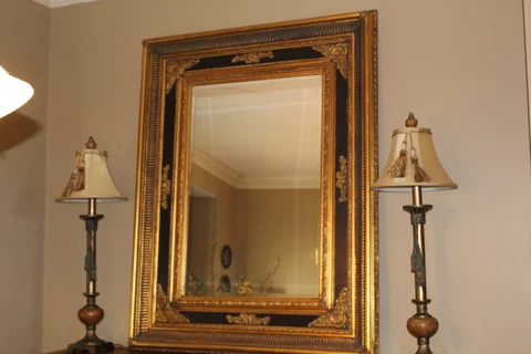Vintage Ornate Gold/Black Mirror Cover