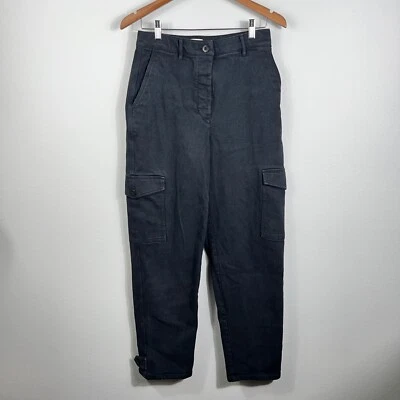 Pantalón Aritzia Wilfred Free Negro Moderno Carga Elevación Alta Utilidad Botón Mosca Talla 8 Foto 1 de 4