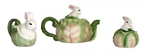 Juego de té vintage Applause repollo/conejo conejo incluye tetera, crema y azúcar - Imagen 1 de 15