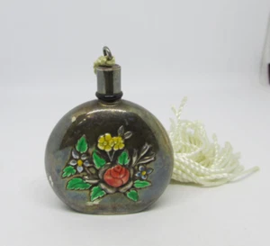 Vintage 800 Sterling Silber Parfum Schnupftabak Flakon Sternmarke Made in Italy Emaille - Bild 1 von 7