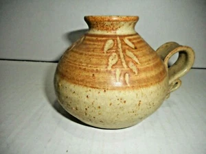Stoneware Pottery Handmade Studio Art Vase Jar Glazed Signed Hanging Leaf/Vines - Picture 1 of 12