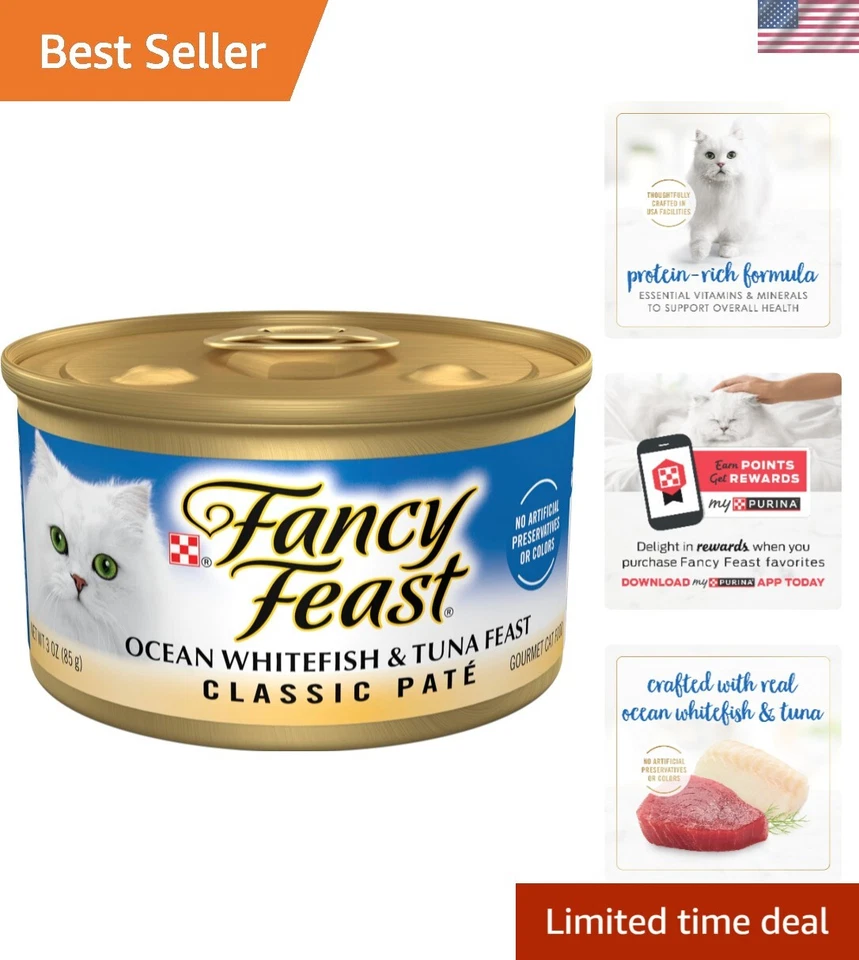 Fancy Feast 24-pack 3 Ounce Cans Classic Ocean Whitefish & Tuna Purina Cat Food