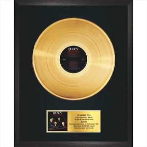 Queen - Greatest Hits / LP Gold 12" / Souvenir en marco negro / Rock Memorabilia - Imagen 1 de 6