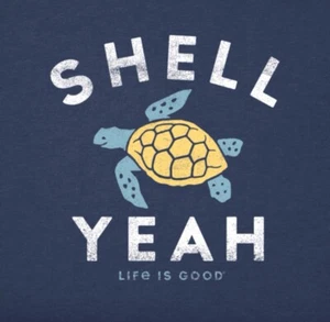 Life is Good Crusher T-Shirt Herren Small Navy Blau Shell Yeah Turtle Freizeit Peru - Bild 1 von 6
