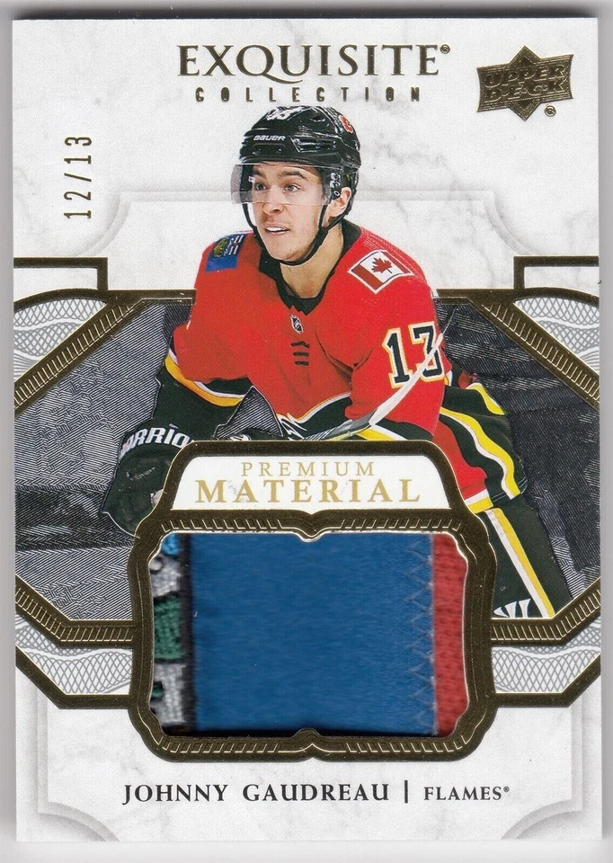 2018-19 Upper Deck Exquisite Collection Materials JOHNNY GAUDREAU EM-JG 12/13 UD - Image 1 of 1