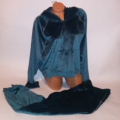 Victoria Secret Conjunto Jogger Top Corto Suéter y Pantalones XXL 2X Terciopelo Verde Bling Foto 1 de 4
