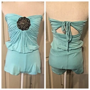 Sky Brand XS Aqua Medallion Open Back Strapless Romper-NWT-Extra Small - Picture 1 of 9