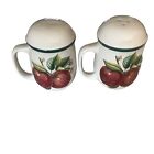 Salt & Pepper Set Large By Casuals China Peal Red Green White Farmhouse