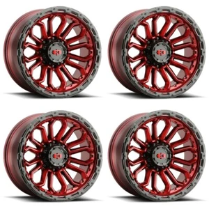 Set 4 18" Vision Off-Road 405 Korupt Red w/ Black Lip Wheel 18x9 6x5.5 Rim -12mm - Picture 1 of 8