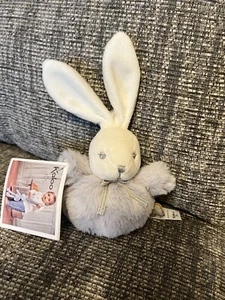 Kaloo Pompons Mini Bunny Rabbit Cream Grey Super Soft Toy Plush Cute New - Picture 1 of 2